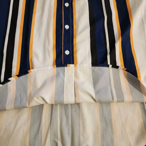 Men's Button Down Shirt Short Sleeve Striped Multicolor Size Medium - Picture 6 of 14